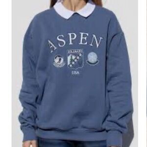 Aspen Collared Blue Crew Neck Sweater